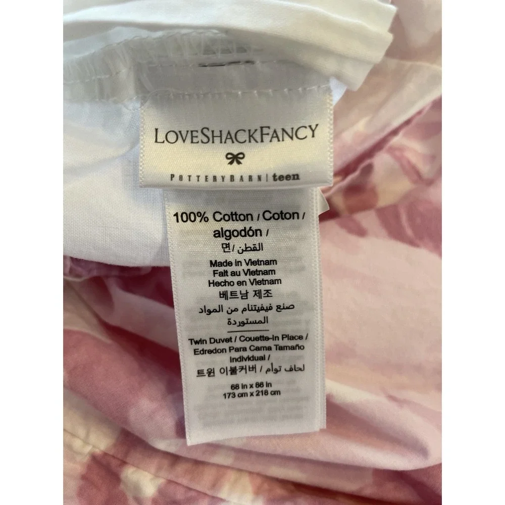 Pottery Barn LoveShackFancy Damask Ruffle Duvet Cover Pink/Ivory  Twin/Twin XL